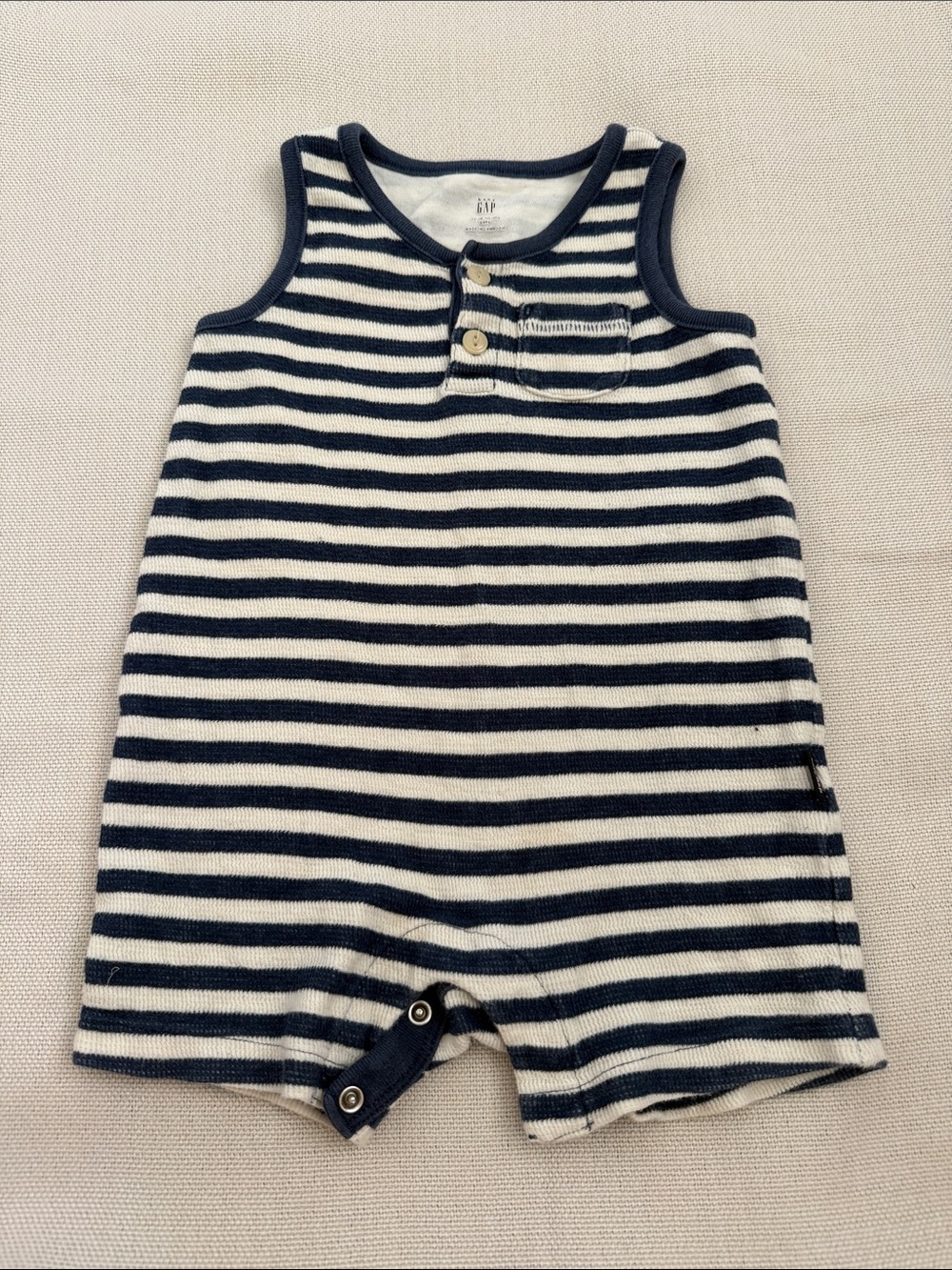 GAP Navy and White Striped Baby Romper